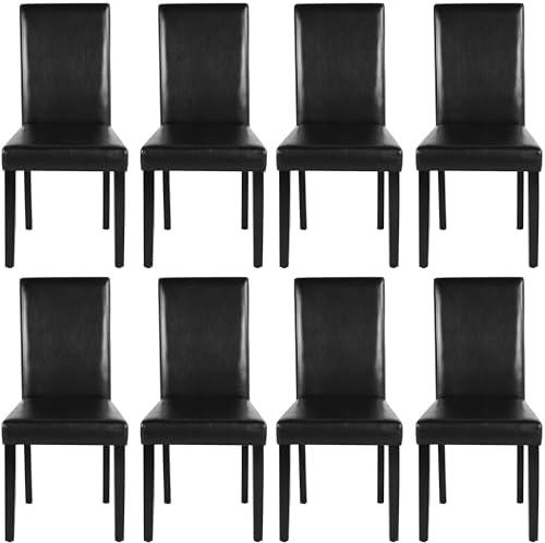 Yaheetech Dining Chairs Set of 8 Upholstered Kitchen Chairs Dark Brown
