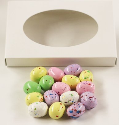 Scott's Cakes Speckled Chocolate Malted Eggs in a 1 Pound White Gourmet Box