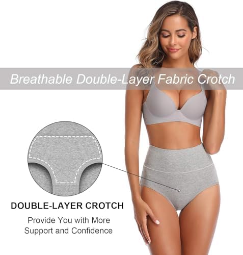 Women's High Waist Cotton Underwear Stretch Briefs Soft Comfy Ladies Panties MultiPack