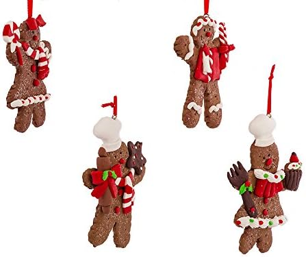 Kurt Adler 4-Inch Claydough Gingerbread Ornament, Set of 4