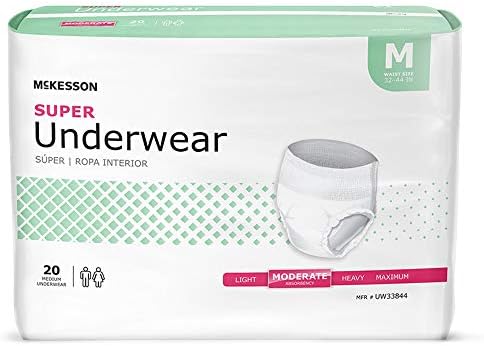 McKesson Super Adult Incontinence Underwear, Medium, Moderate, 44 in, 80 ct