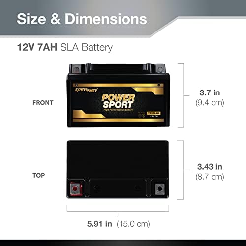 ExpertPower YTX7A-BS 12V 7Ah AGM Motorcycle Battery 180 CCA OEM Fit | SLA Powersports Batteries for 4 Wheeler, Dirt Bike, Scooter