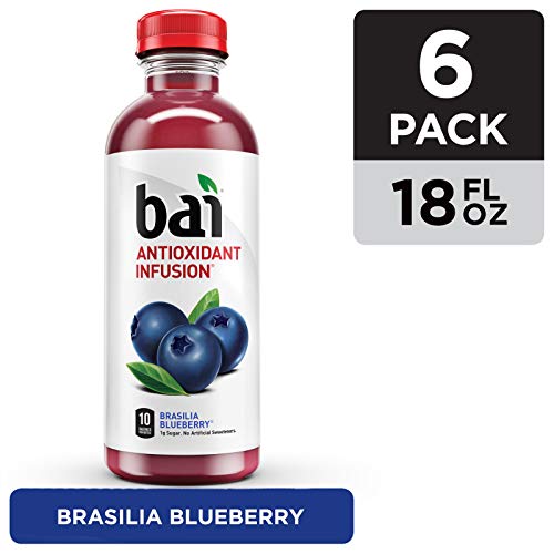 Bai Flavored Water, Brasilia Blueberry, Antioxidant Infused Drinks, 18 Fluid Ounce Bottles, 6 count