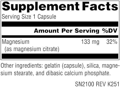 Source Naturals, Magnesium Citrate - 133 mg - 180 Capsules | Supports Bone and Heart Health