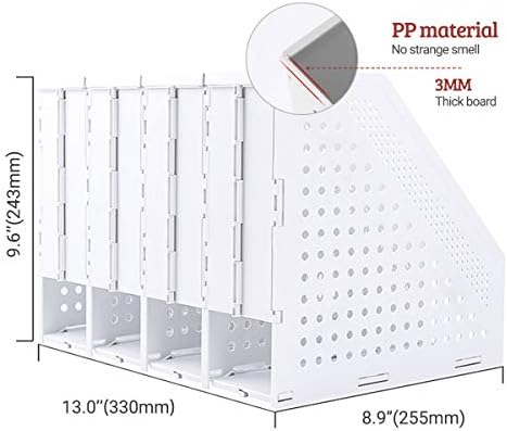 SAYEEC Collapsible Magazine Holder Plastic Desktop 4 Compartment File Rack Magazine Organizer Vertical File Divider Sorter Storage Document