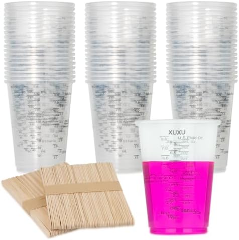 100pcs 8oz Graduated Clear Plastic Measuring Cups