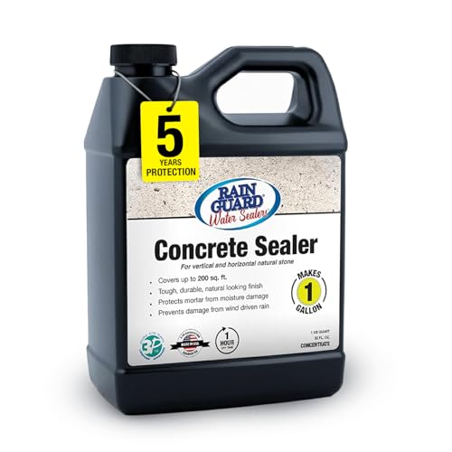 Rain Guard Concrete Sealer 5 Gallon | Ready to Use | Natural Finish | Deep Penetrating Protection Against Water and Salt Damage for All Concrete Surfaces | Silane/Siloxane Waterproofer | Ready To Use, Natural Finish, Clear, Deep Penetrating Protection Ag…