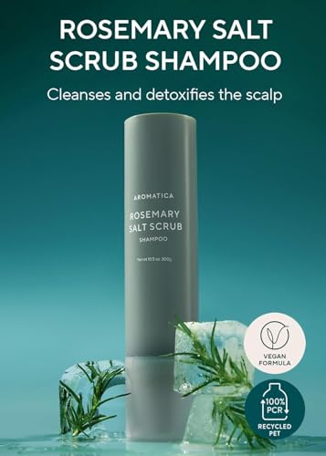 AROMATICA Rosemary Scalp Scaling Shampoo for Hair Growth | Korean Hair Care for Thinning Hair & Hair Loss, Natural Essential Oil, Vegan, Sulfate Silicone Paraben Free (13.53 oz)