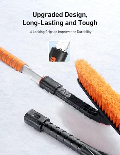 AstroAI 2" 1 Ice Scraper & Snow Shovel Kit, 47.2" Ice Scrapers for Car Windshield and 360° Pivoting Snow Brush
