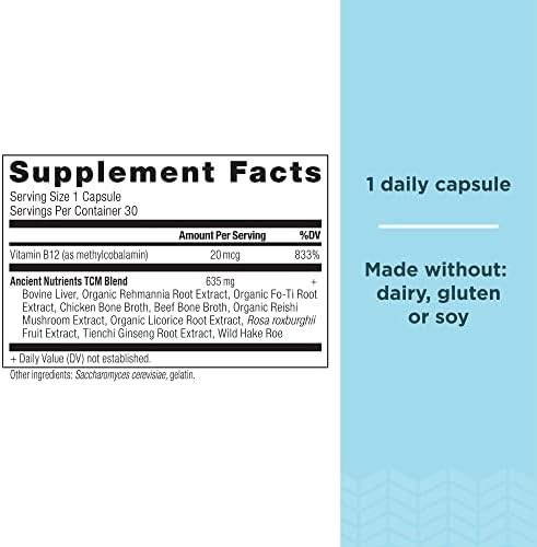 Ancient Nutrition Methylated Vitamin B12 Supplement, Supports Energy | Supports Energy Metabolism and Nervous System Health, Adaptogenic Herbs