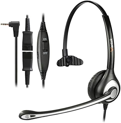 Wantek 2.5mm Telephone Headset with Mic Noise Cancelling, Office Phone Headset Compatible with AT&T ML17929 Panasonic Vtech RCA Uniden Cisco SPA Grandstream Polycom Cordless Dect Phones(A600F)