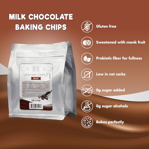 ChocZero Sugar Free Chocolate Chips, Milk Chocolate, 20 oz Bag