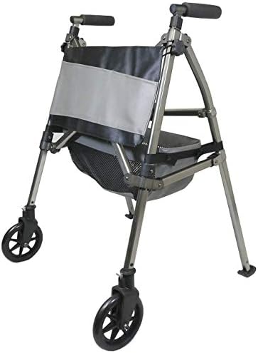 Signature Life Elite Travel Walker, Lightweight Folding Rolling-Walker with Swivel Wheels for Adults, Seniors, and Elderly, Compact Narrow Walking Aid, Height Adjustable with Ski Glides and Pouch
