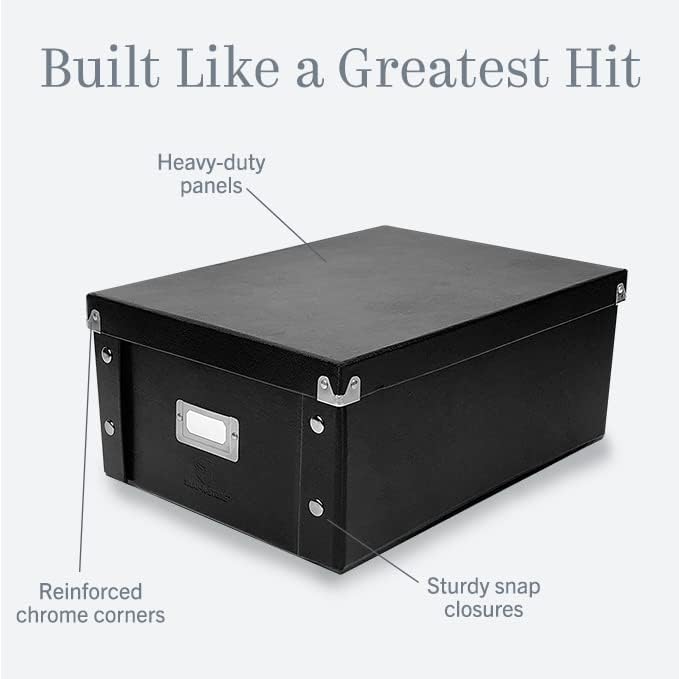 Snap-N-Store CD Storage Box - Pack of 1/2 - Durable Disc Holder with Lid to Store for Discs (2 Pack - Doublewide CD, Black)