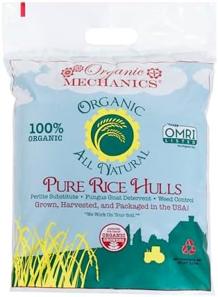 Organic Mechanics Pure Rice Hulls, 2 Cu Ft - Sustainable Alternative to Perlite - Enhances Drainage, Porosity and Air Space - Eco-Friendly