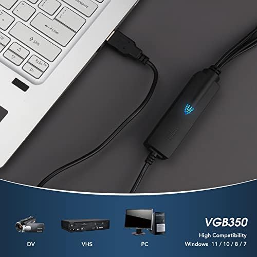 VHS to Digital Video Capture - August VGB350 - External USB Video Capture Card Video VCR to DVD Converter Transfer VHS Home Videos to PC Audio