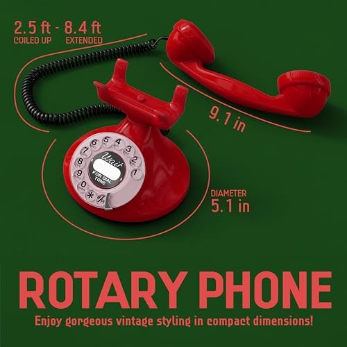 Opis FunkyFon Cable: A Vintage Landline Telephone, The Retro Phone Green for Home, and Old Fashioned Telephones in red