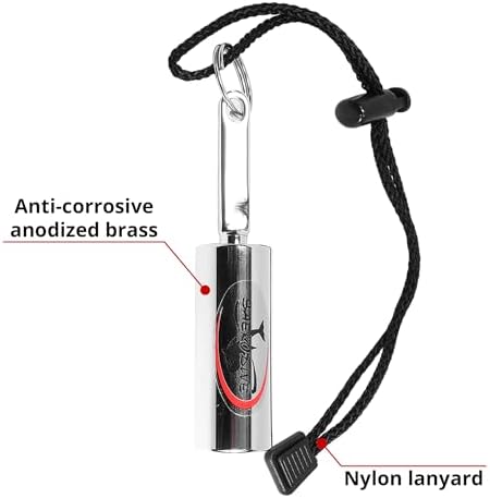 Diving Shaker Rattle Stick - 3.9" Anodized Brass with Nylon Lanyard - Scuba Noice Maker, Underwater Shaker, Signal Communication Device