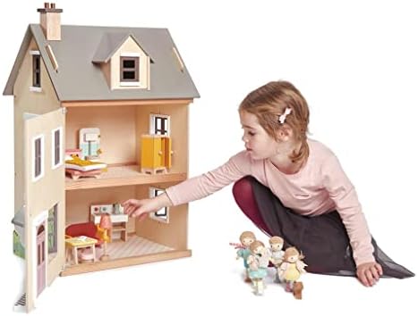 Tender Leaf Toys - Foxtail Villa - Furnished 27.95” Tall Town Style Pretend Play Doll House - Encourage Creative and Imaginative Fun Play for