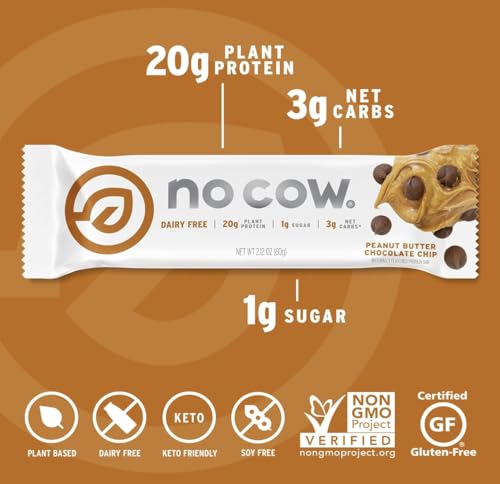 No Cow Vegan Protein Bars, Peanut Butter Variety, 12 Pack