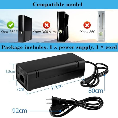 OSTENT US AC Adapter Charger Power Supply Cable Cord for Microsoft Xbox 360 E Console