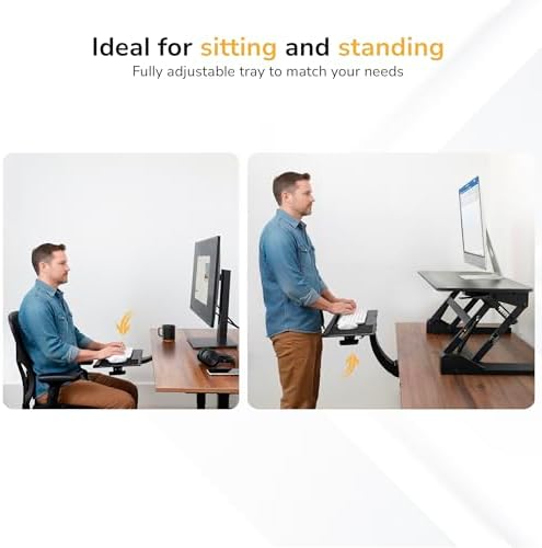 Mount-It! Under Desk Keyboard Tray, Adjustable Slide-Out Keyboard & Mouse Platform, 26.5" W × 10" D, Ergonomic Wrist Rest, Height Tilt & Swivel