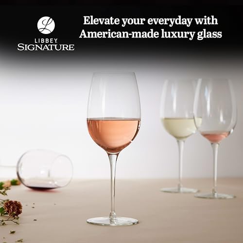 Libbey Signature Kentfield Estate All Purpose Wine Glasses Set of 4, Long Stem Wine Glasses for Red and White Wine, Perfect Glass Goblet Gift Set