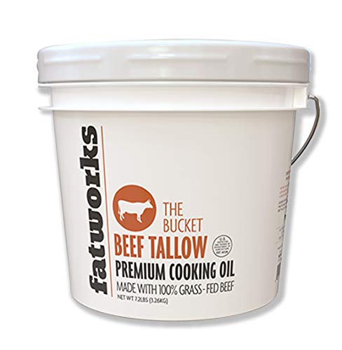 Fatworks 1 Gallon100% Grass-Fed Beef Tallow, Pasture Raised, USDA, Small Batch Rendered, Sourced from U.S. Sustainable Small Family Farms, Keto, Paleo