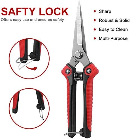 WYF Pruning Scissors, Professional Garden Shears - Straight Stainless Steel Blades - Sharp Gardening Hand Pruner for Garden Harvesting Fruits