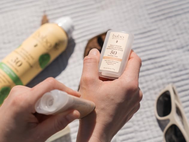 Babo Botanicals Daily Sheer Mineral Tinted Sunscreen Stick SPF50 - Natural Zinc Oxide - For Face - For all ages - EWG Verified - Water Resistant