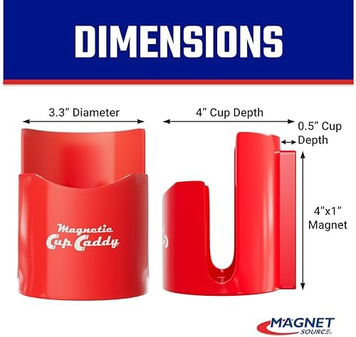 Master Magnetics Magnetic Cup Holder - Caddy for Bottles, Glasses, and Cans - Fits on Fridge, Lawnmower, Forklift, Cart, or Ladder - Heavy-Duty Magnet