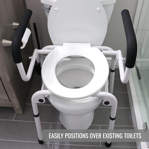 DMI Portable Toilet for Adults, Deluxe Commode For The Elderly, FSA HSA Eligible, Drop Arm Commode For Easy Transfers