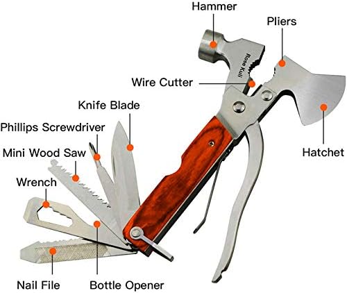 18-in-1 Multitool Camping Axe Hammer, Multi Tool with Plier, Knife | Emergency Escape Tool, Survival Gear for Outdoor Hunting Hiking, Fathers Day Gift for Men Dad Husband Boyfriend