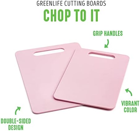 GreenLife Cutting Board Set 8x12" & 10x14", Extra Durable, Meal Prep, Non-Slip, Grip Handles, Crack Resistant, Dishwasher Safe, Reversible, Versatile Kitchen Essentials, Turquoise