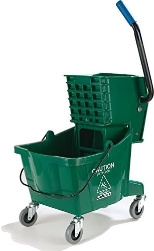 Carlisle FoodService Products 26 Qt Mop Bucket with Side Wringer, Yellow | 18.5 x 16.5 x 16.5 Inches, 34.25-Inch Handle Height, 50,000-Cycle Wringer, Non-Marking Casters, Assembly Required