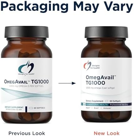 Designs for Health OmegAvail TG1000 - TG (Triglyceride) Fish Oil Supplement with EPA/DHA - Highly Concentrated 1000mg Omega-3 Per Softgel - Natural