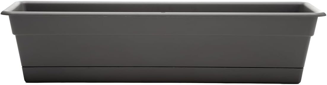 Bloem Dura Cotta Window Box Planter: 24" - Terra Cotta - with Tray, Weatherproof Resin Box, Removable Tray for Indoor & Outdoor Use, Gardening, 3 Gallon Capacity