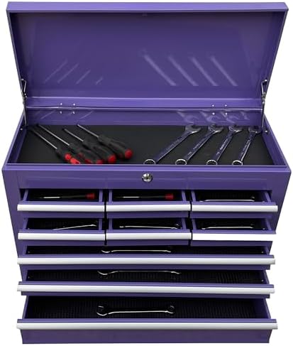Workington Portable Metal Tool Chest with 9 Drawers, 24" 9-Drawer Tool Chest Cabinet with Ball Bearing Drawer Slides