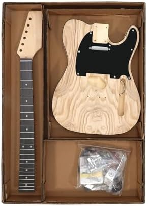 DIY Electric Guitar Kit Beginner Kit TL Style 6 String Right Hand | Basswood Body with Ash Burl Top, Hard Maple Neck, Engineered Wood Fretboard