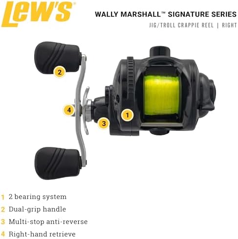 Lews Fishing WMR5, Signature Series Crappie Reel (Clam Pack),Black