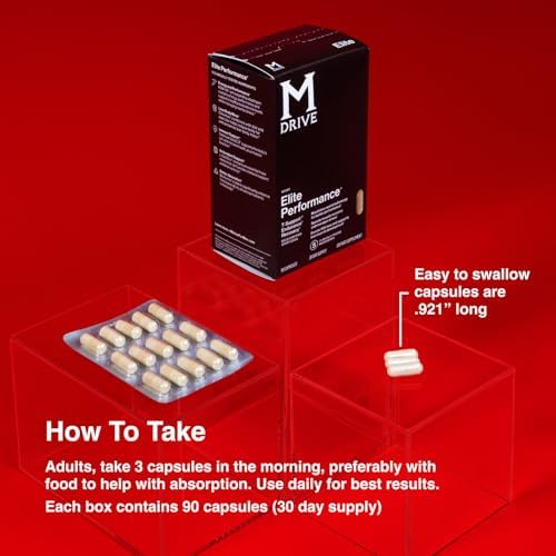 Mdrive Elite Testosterone Booster & Performance Support for Men, 90ct | Supports Immune Health, Energy, VO2Max, Recovery, Stress Relief, Lean Muscle, KSM-66 Ashwagandha, DIM, Fenugreek