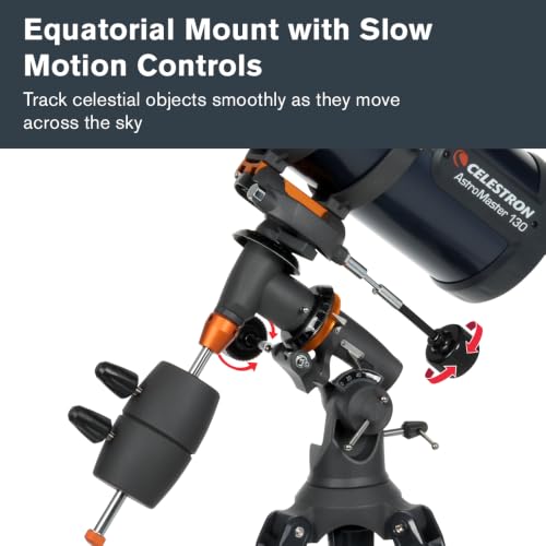 Celestron AstroMaster 130EQ Telescope for Deep-Sky Beginners | Large 130mm Optics, Bright Moon & Deep-Sky Views, Perfect First Telescope, German Equatorial Mount with Easy Manual Controls