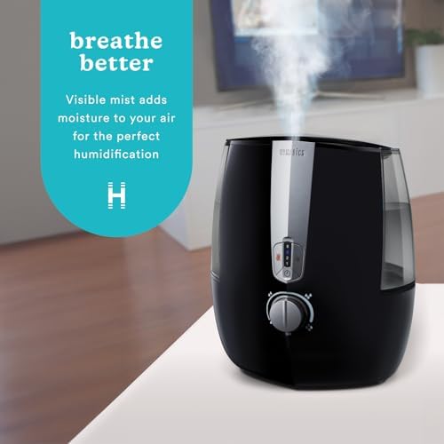 Homedics TotalComfort Plus Humidifier – Large Air Humidifiers for Bedroom, Plants – Top-Fill 5.3L Water Tank with Cool and Warm Mist
