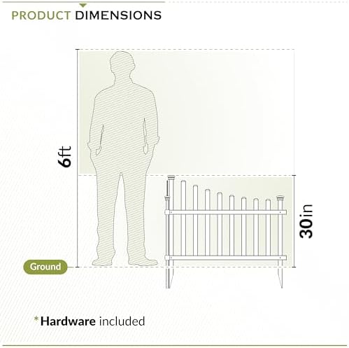 Zippity Ashley Corner Picket Fence, White Vinyl DIY No Dig Kit | 30inH x 40inW, 2 Panels, Garden Border Fencing, ZP19007