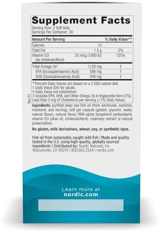 Nordic Naturals Ultimate Omega 2X Mini D3, 1120mg+1000IU