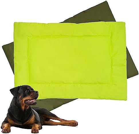Downtown Pet Supply Dog Crate Pad, 35" x 22" - Waterproof, Ripstop Nylon Dog Crate Mat Chew Proof and Machine Washable - Dark and Light Green - L