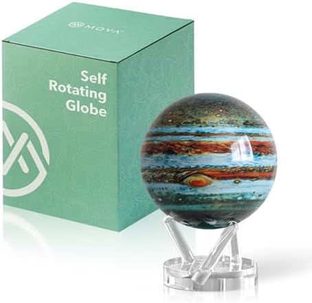 MOVA Self Rotating Globe, Jupiter Classic (4.5") | solar powered globe, no batteries or cords, gift for astronomy lovers, premium kinetic display, space desk decor