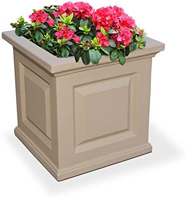 Mayne Nantucket 16in Self-Watering Square Planter, Black | Self-watering, All season, Fade resistant, Double-wall design, 15-year warranty