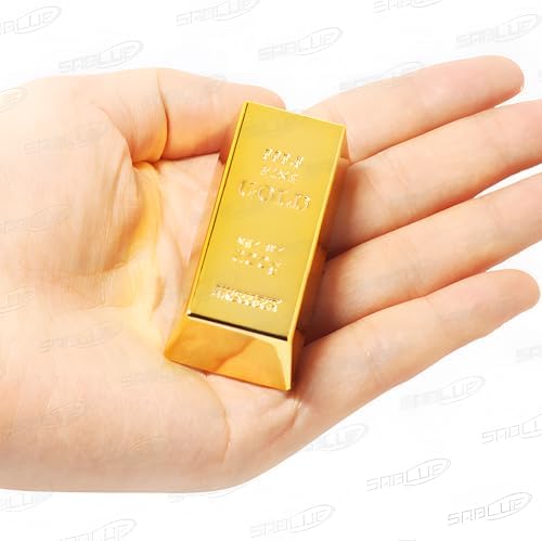 SABLUE 6X Replica Mini Gold Bar Refrigerator Magnets Fake Golden Paper Weight Brick Bullion Movie Prop Novelty Gift Joke (E0-Magnets L)