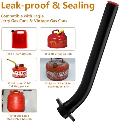 1-Pack No Cap Gas Can Spout with Rubber Stopper Compatible with Eagle and Jerry Cans 1.5, Missing Cap Gas Can Replacement Spouts